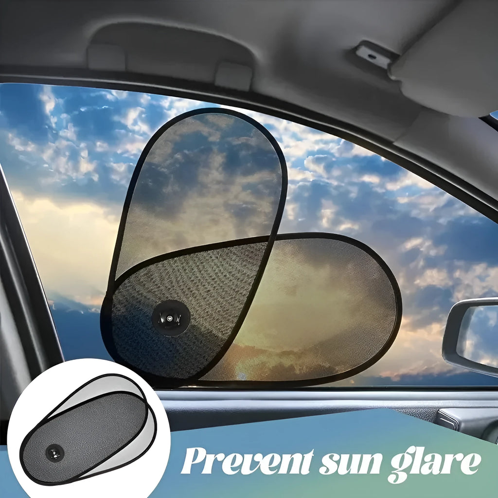 Breathable mesh car window shade with suction cups attached to side window