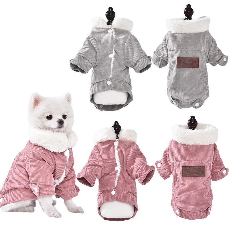Grey lambswool dog vest with wool lining for winter warmth