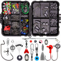 Orange ABS plastic box containing 257 pieces of fishing lure hooks and accessories.
