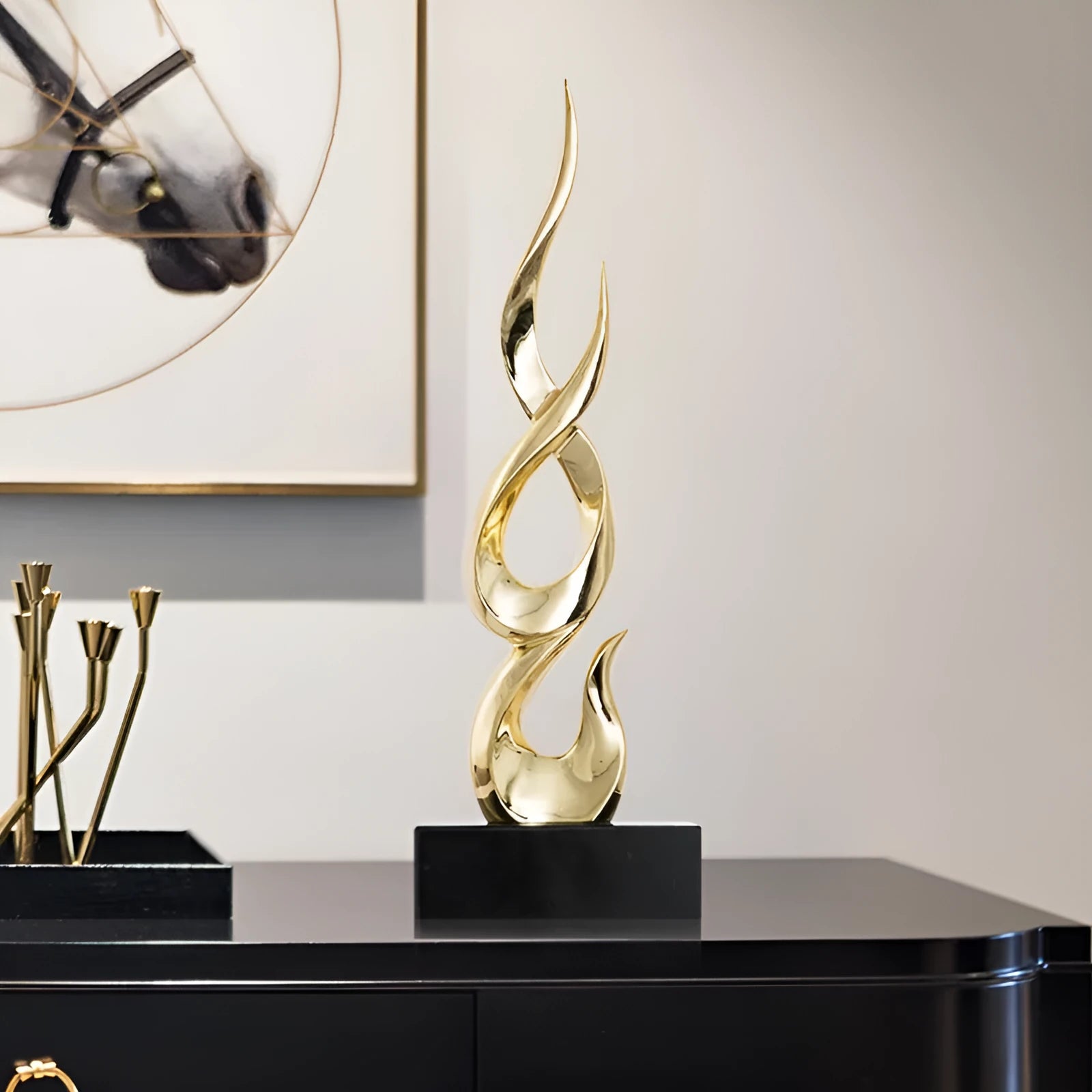 A tall, modern resin festival decoration in a choice of gold, silver, red, or gradient colours.