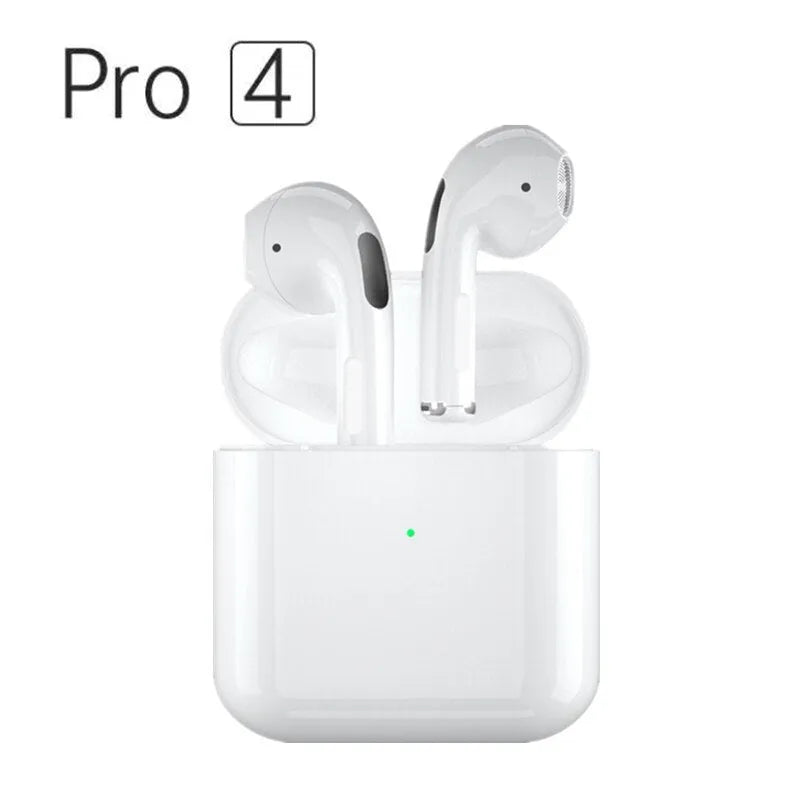 Pro4 White and Pro4 Black wireless in-ear sports Bluetooth headsets on a solid colour background.
