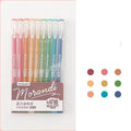 Retro gel pen set with nine 0.5mm needle tip pens in Japanese-inspired colours