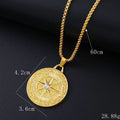 Gold-coloured geometric pendant necklace with inlaid zircon stones for women