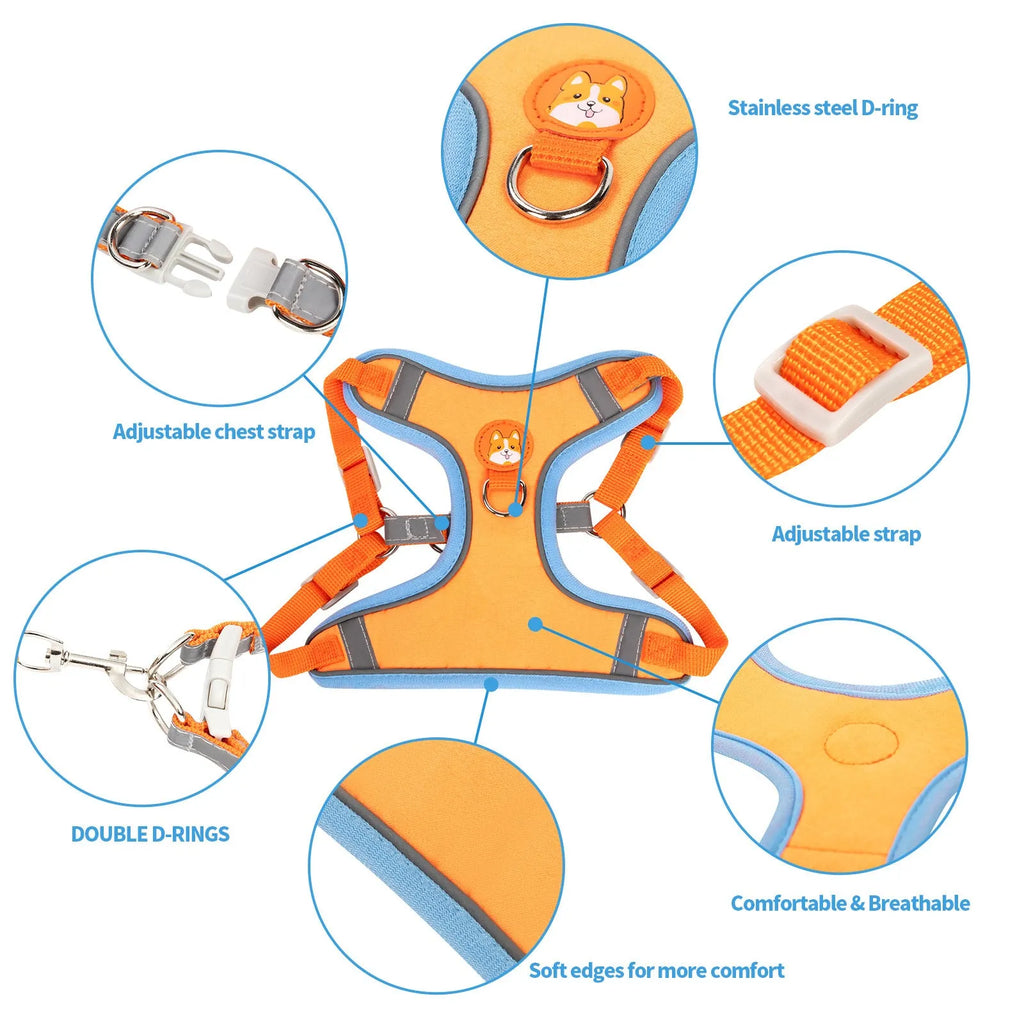 Adjustable dog haulage rope harness with chest strap in multiple colour options