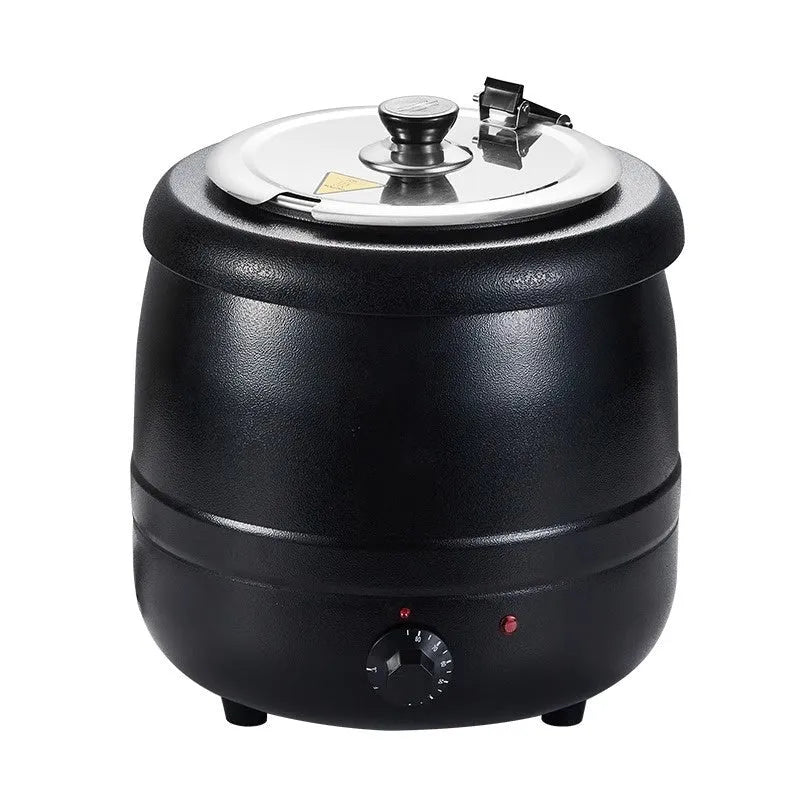 Black stainless steel electric heating insulation pot with large mouth cover and adapter plug