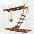 Wooden suspension bridge ladder climbing frame toy for small pets in natural wood colour, size 27x8x23cm