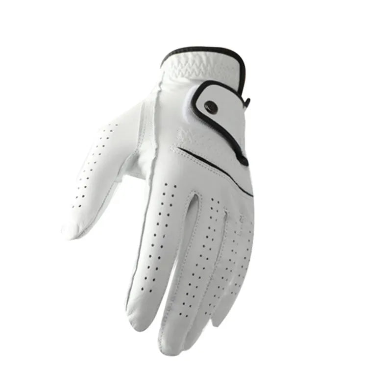 White half sheepskin golf glove for men with non-slip grip