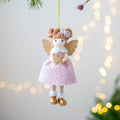 Pink and white cloth fabric Christmas angel wings plush pendant ornament