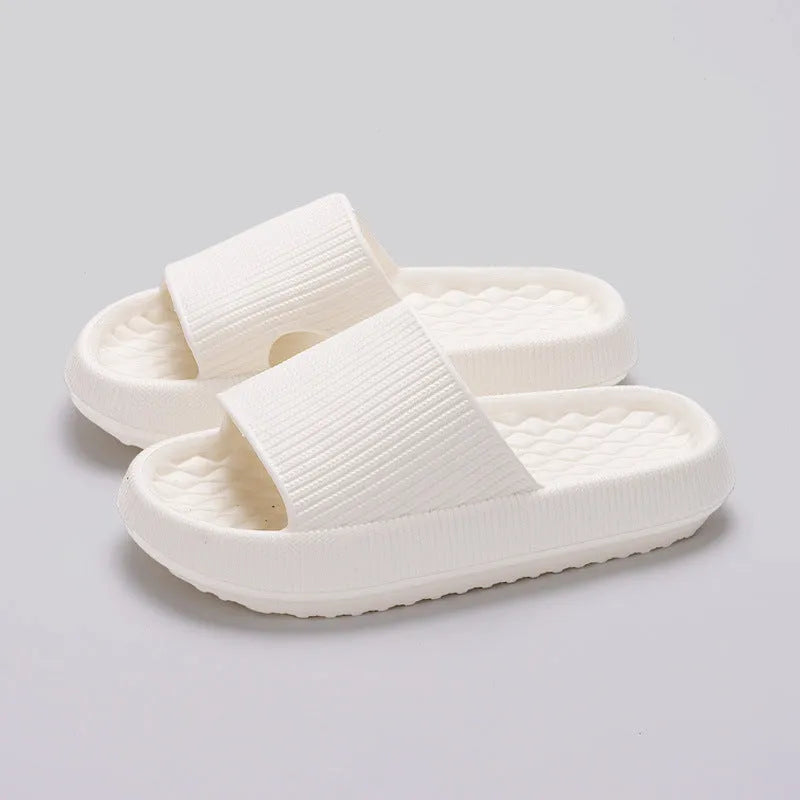 Solid colour summer EVA anti-slip slippers with rhombus stripe design in pink, yellow, khaki, black, white, grey, green