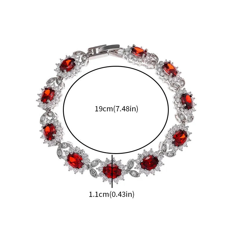 Simple women's bracelet with inlaid zircon stone on an adjustable electroplated alloy band.