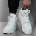 Men's white round toe casual microfiber shoes for autumn and winter leisure wear