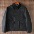 Men's casual short jacket in British style, cotton fabric, hooded, drawstring sleeves, black colour