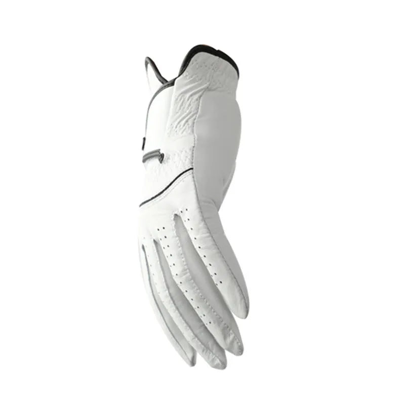White half sheepskin golf glove for men with non-slip grip