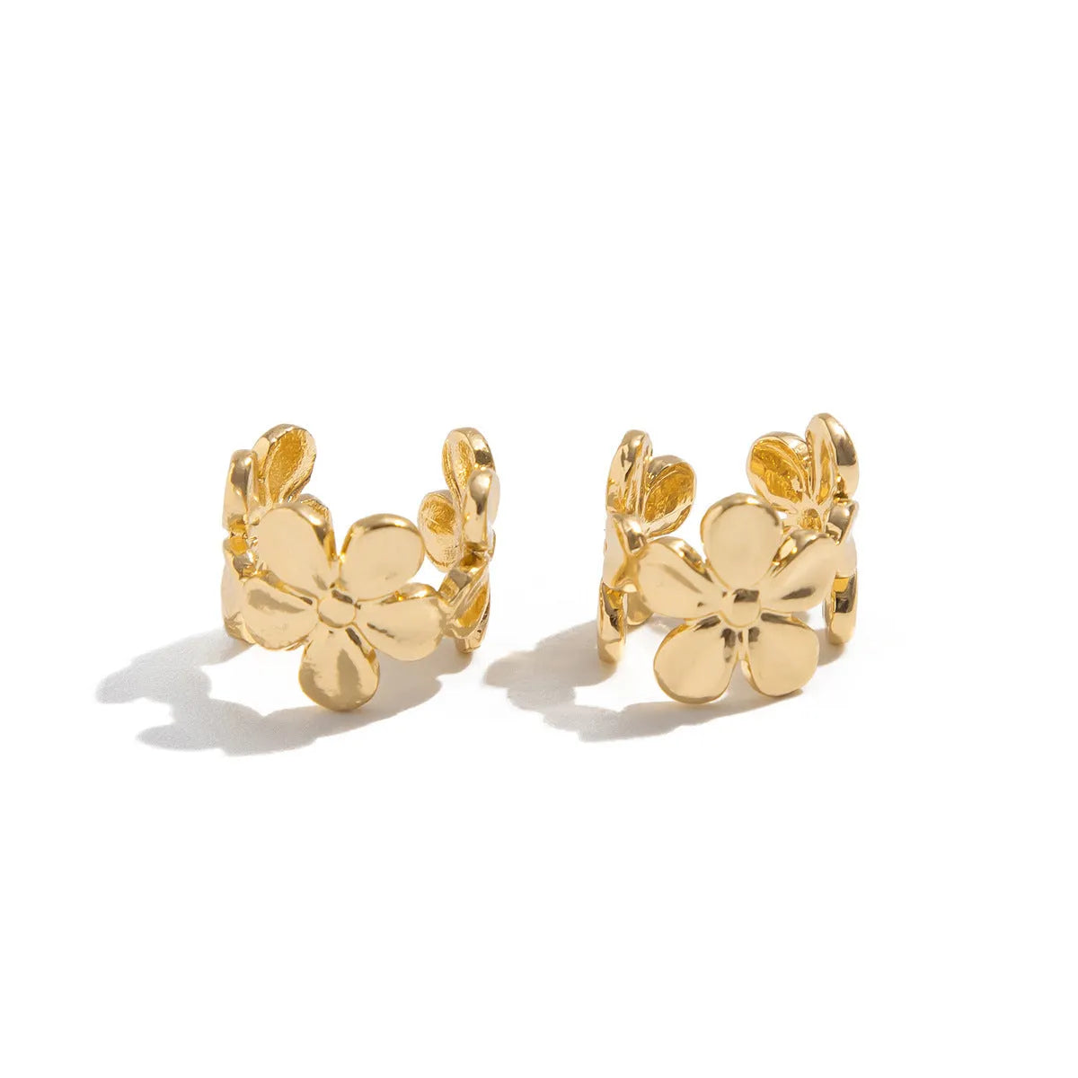 Gold starfish and scallop eardrop earrings with electroplated finish and conch details