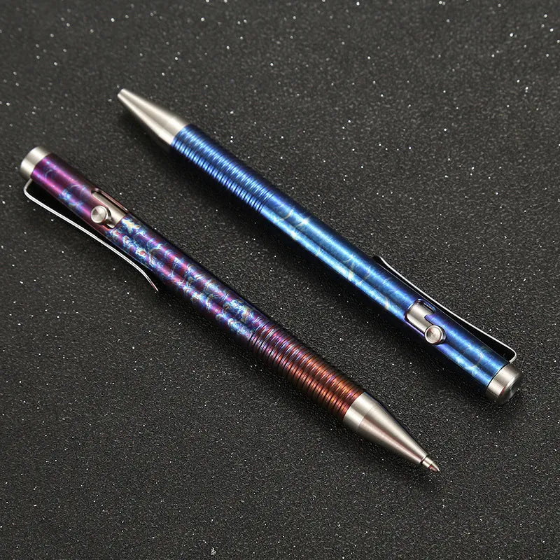 Titanium alloy bolt action ball pen with gun bolt handle and phantom colour finish.