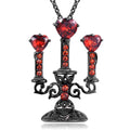Gothic women's necklace with hollow candlestick pendant on cross chain, zinc alloy with diamond finish
