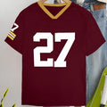 Red cotton loose fit T-shirt with digital letter printing and short sleeves