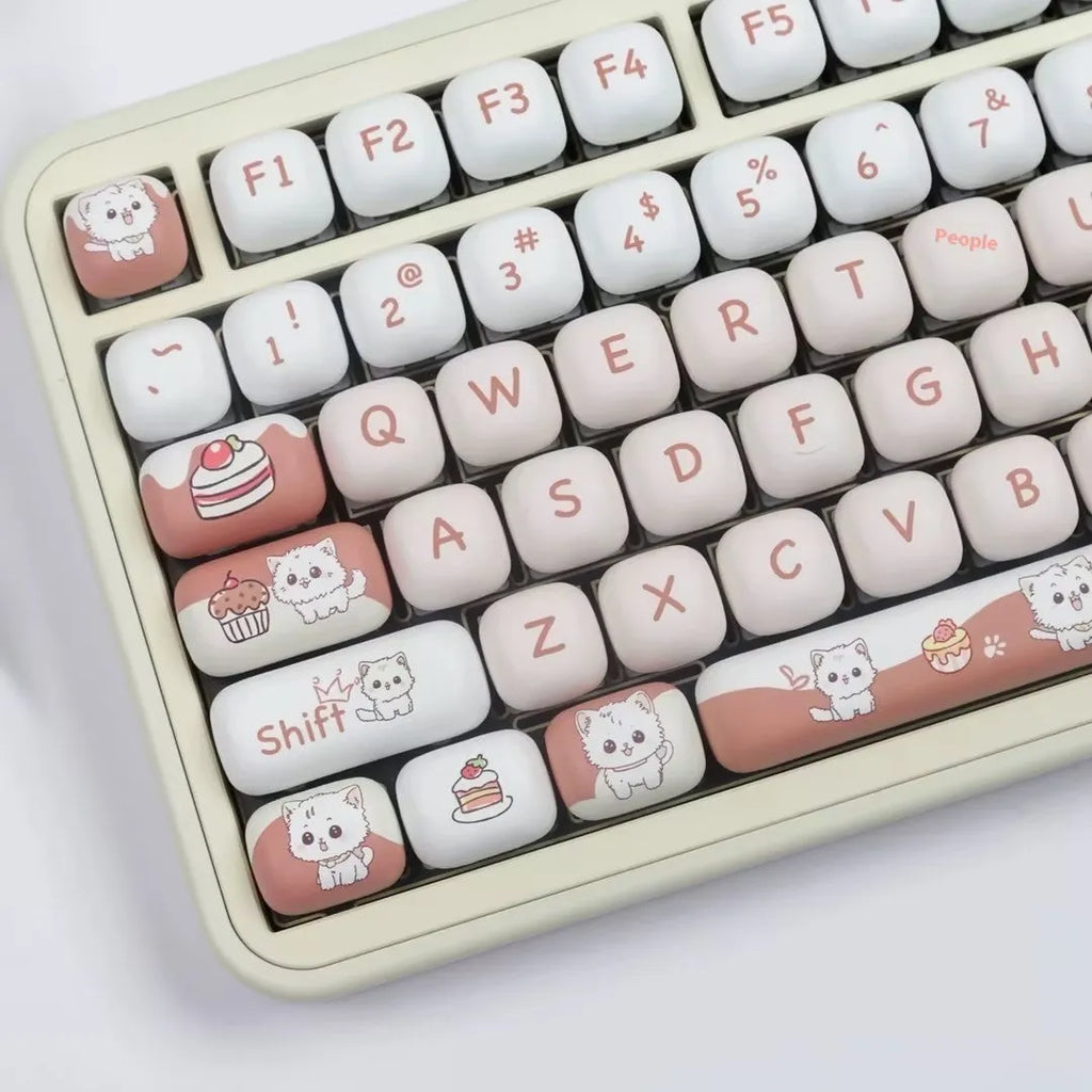 Colourful cartoon dessert cat mechanical keyboard key cap set with MOG round design