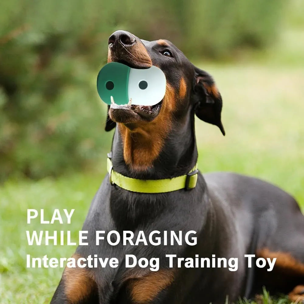 Food grade silicone dog treat puzzle toy in yellow and green, measuring 8cm by 11cm