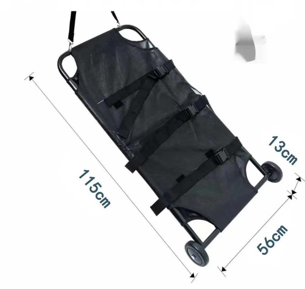 Black aluminium alloy pet stretcher for large dogs in emergency transport situations