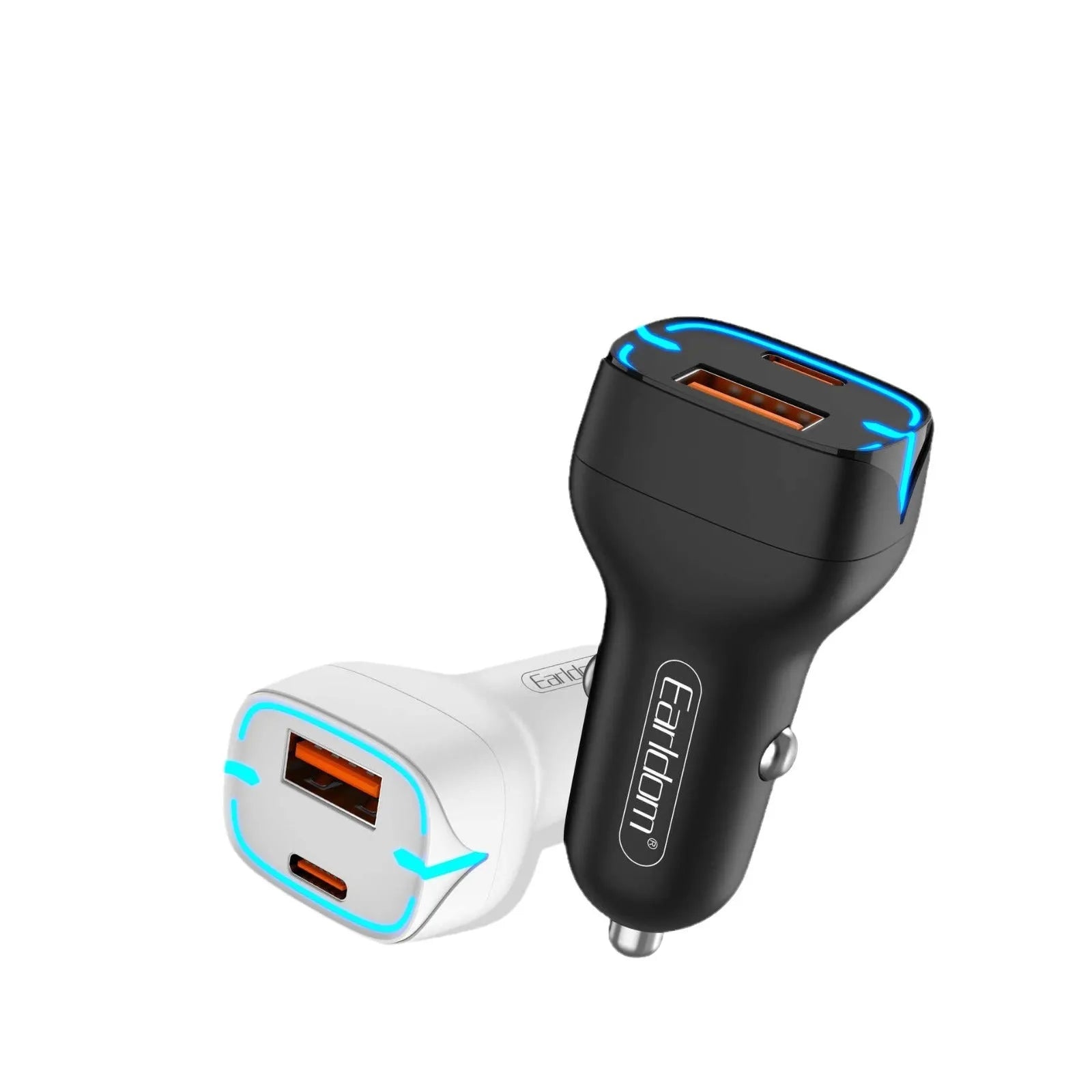 Black car charger with QC3.0 fast charging and PD USB output for cigarette lighter socket