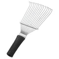 Black stainless steel horse grooming rake with metal comb teeth, measuring 33 cm long.