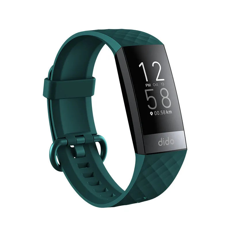 Black smart health bracelet with ECG, blood pressure, and blood oxygen monitoring on a wrist