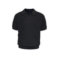 A creamy-white loose-fit polo shirt with a striped collar, made from thin ice silk fabric for summer.