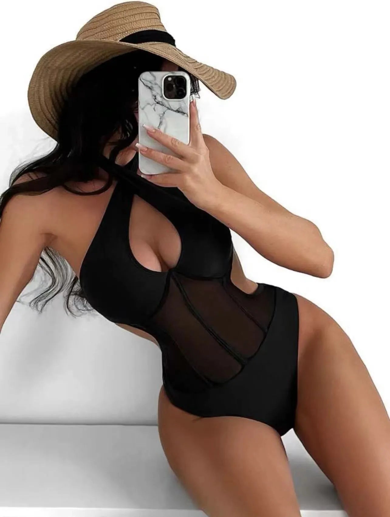 Ladies one-piece swimsuit bikini in nylon and spandex fabric available in three colours