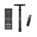 Traditional manual pogonotomy metal shaver and brush set for old-fashioned wet shaving