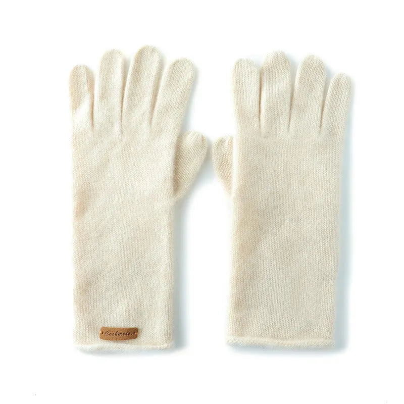 Cashmere winter unisex gloves with jacquard pattern, touch screen function, in black colour option