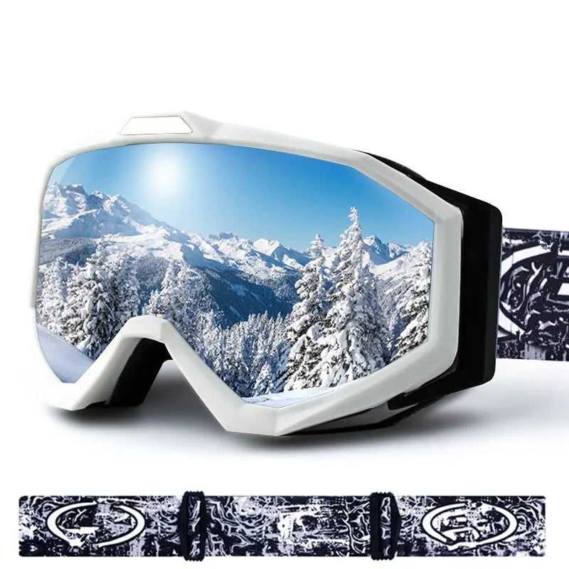 Motorcycle goggles with a double layer anti-fog lens and a black TPU frame shown with a grey lens.