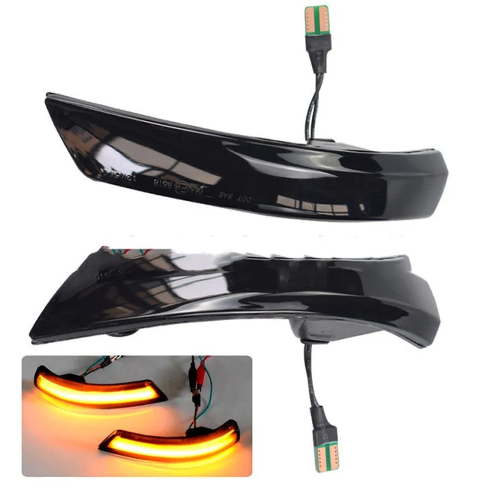 Ford Focus and Mondeo rearview mirror waterfall light in ABS plastic with blue and yellow LED options.