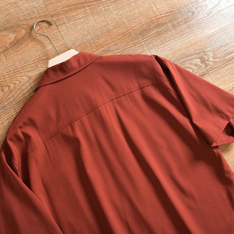 Men's lightweight pure cotton short sleeve shirt in loose fit cardigan style