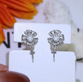 Baroque flower-shaped S925 sterling silver earring holder ring with a pair of drop earrings.