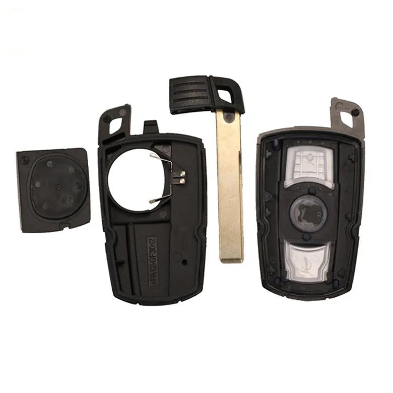 BMW CAS3 semi-intelligent replacement car key remote with three blank metal blades.