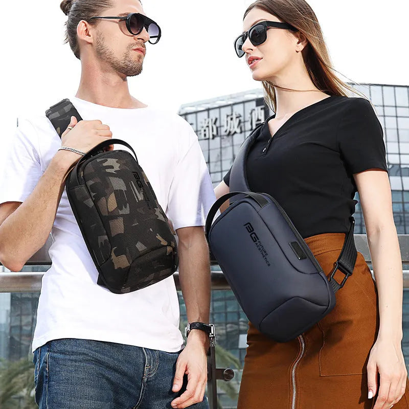 Men's Oxford cloth shoulder bag with USB charging port in business commute style