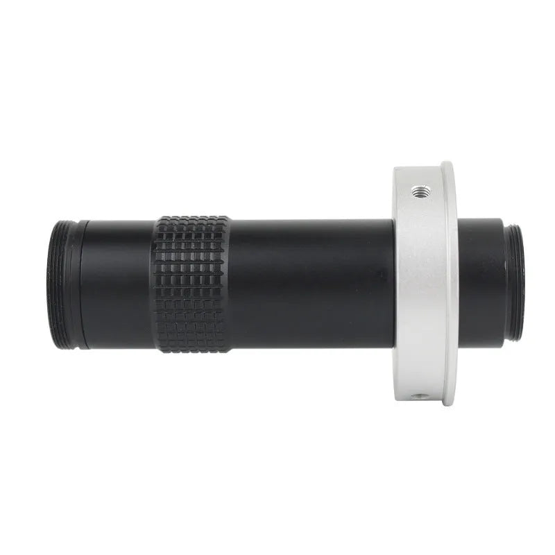 Black industrial monocular camera lens with 130x magnification and 30mm diameter