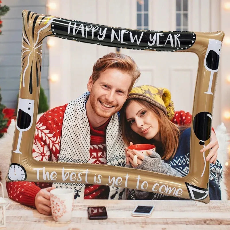 Christmas inflatable PVC photo frame for holiday pictures and interactive activities