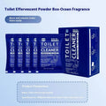 Toilet bubble powder cleaning product in blue ocean and pink floral fragrance variants