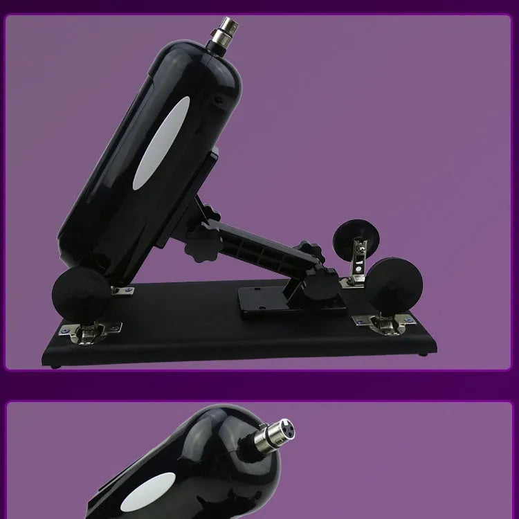 Women's automatic telescopic thrusting sex tool in purple, black, or pink colours measuring 37x15 cm