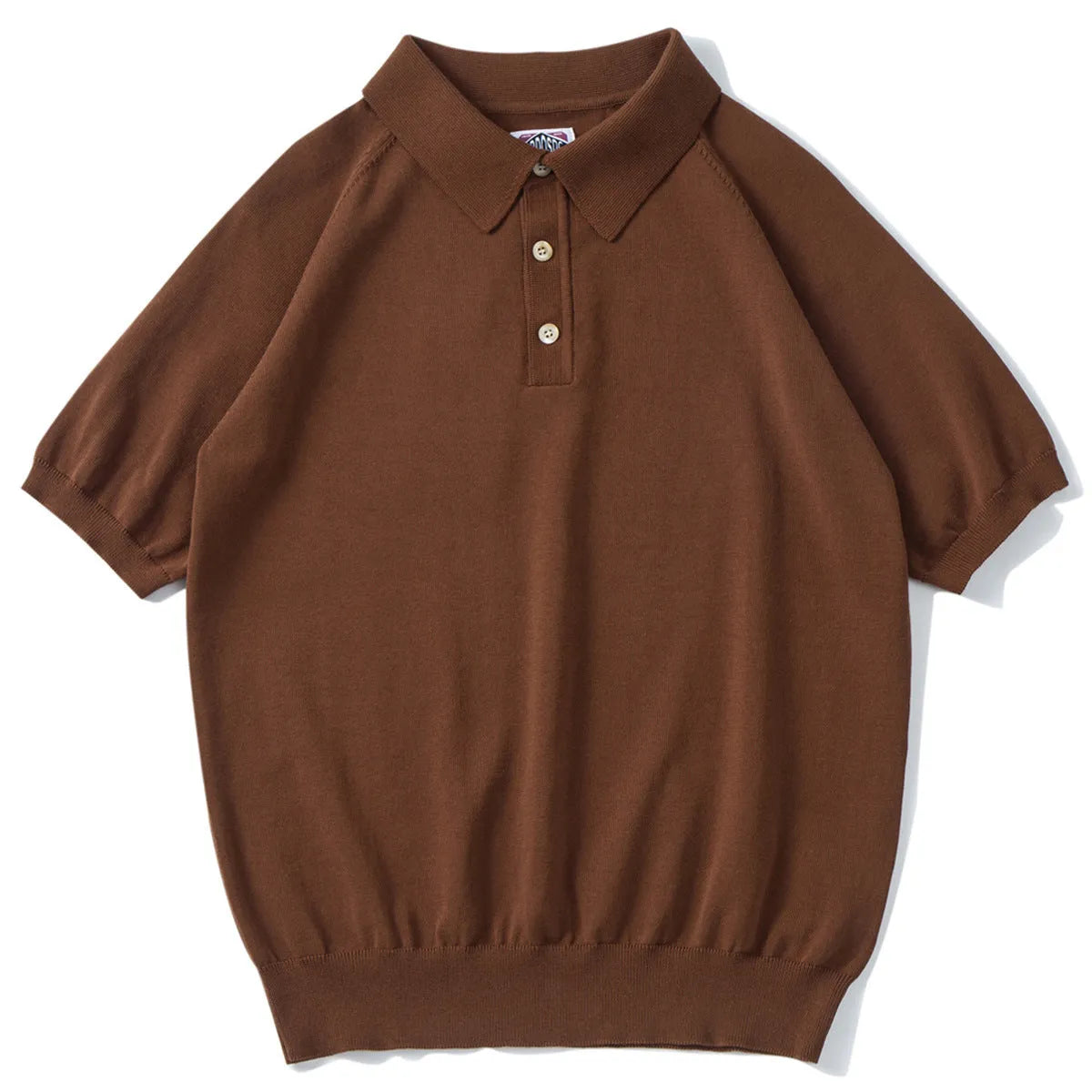 Retro knitted cotton short-sleeved t-shirt in slim fit showing solid colour options