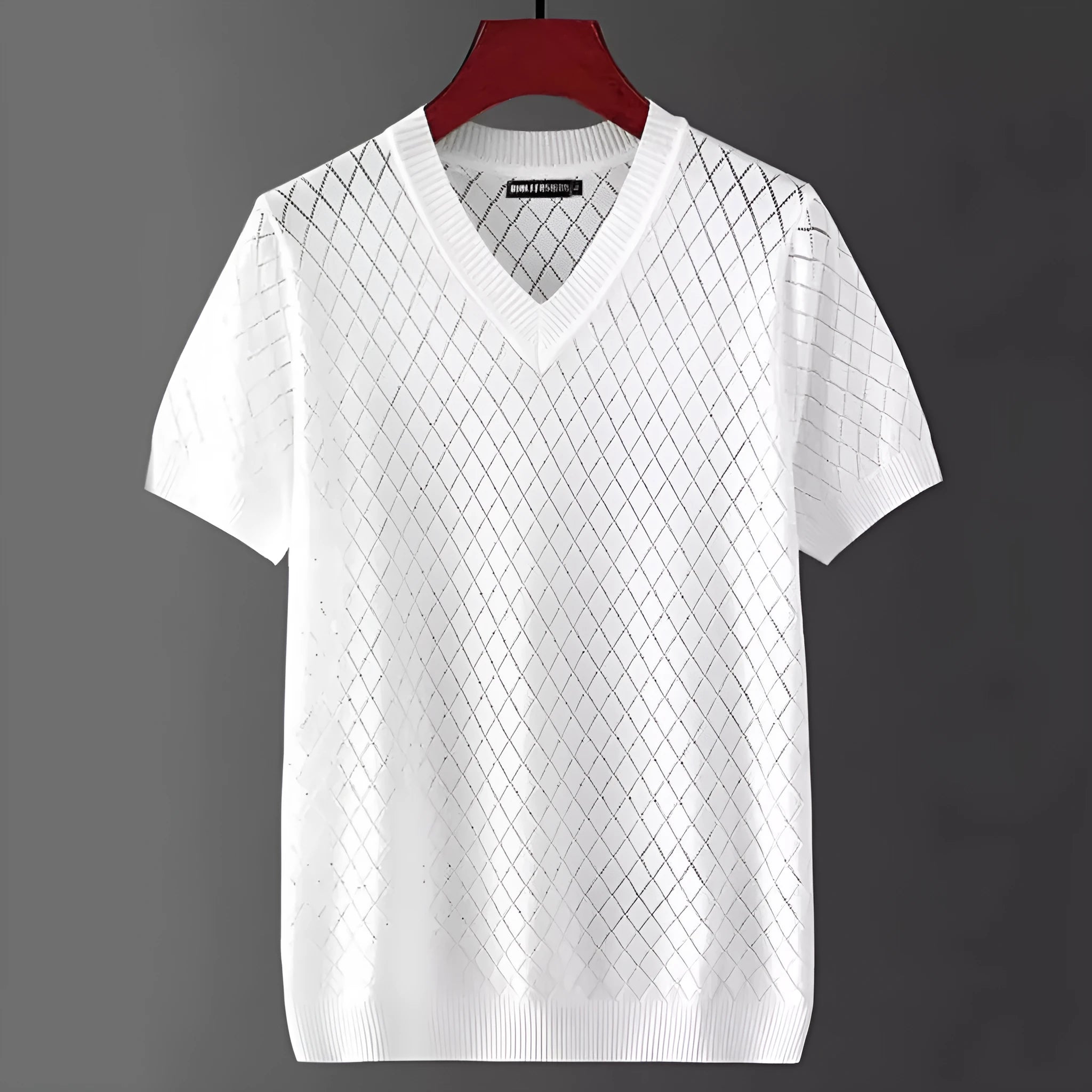 Men's Korean style V-neck cut-out t-shirt in black and white colour options