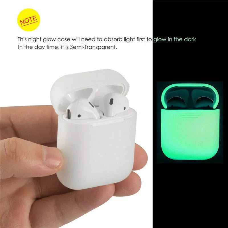 Luminous silicone flip protective case for AirPods showing flip-open design