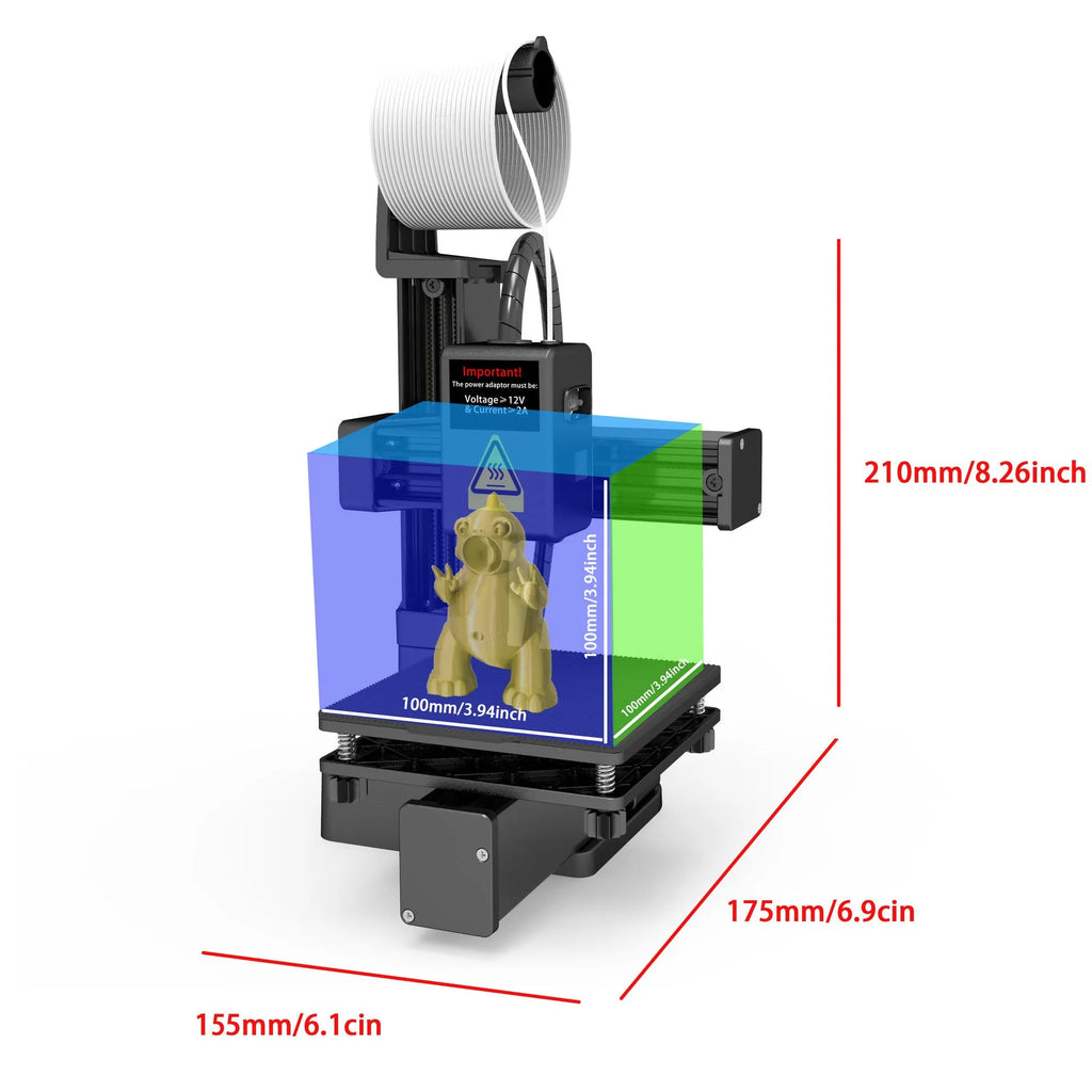 EasyThreed K10 white 3D printer with 175mm print height for TPU and PLA filaments