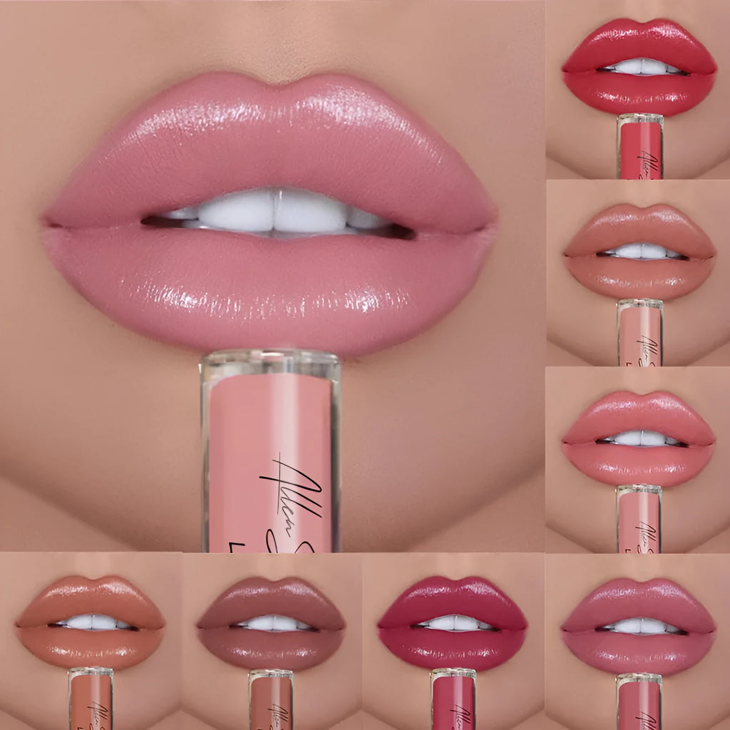 Silky cream texture lip gloss in a lipstick bullet, available in multiple colour options