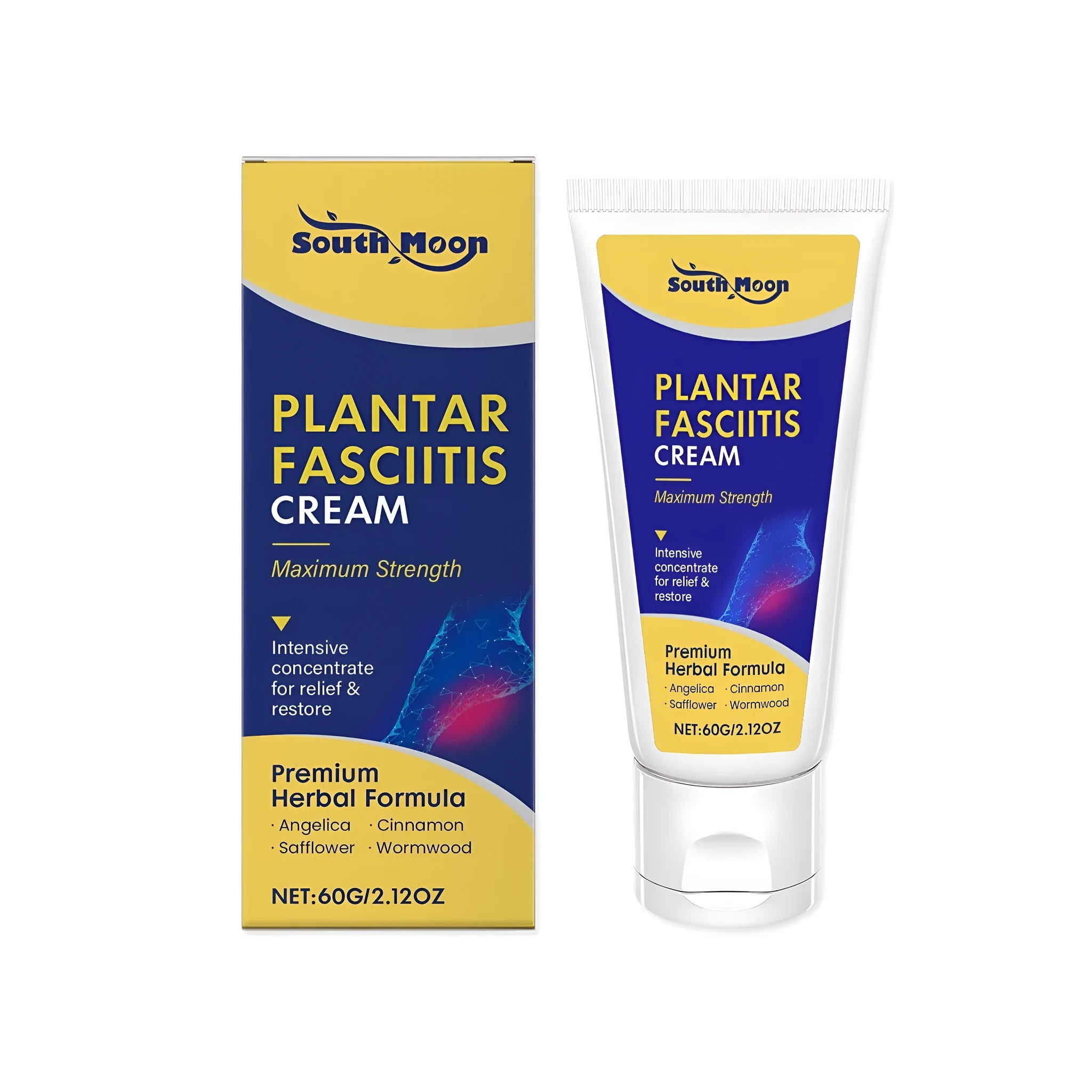 60g tube of natural foot care relief cream with botanical ingredients