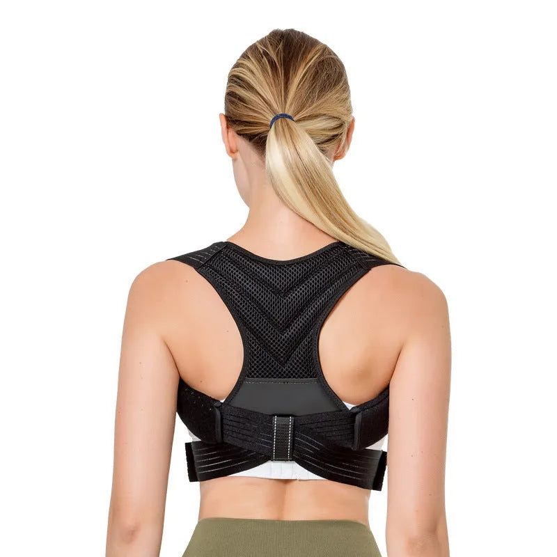 Black anti-humpback posture correction belt for shoulder and chest alignment