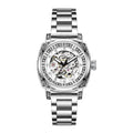 Leather strap mechanical watch with luminous hands in multiple colour options