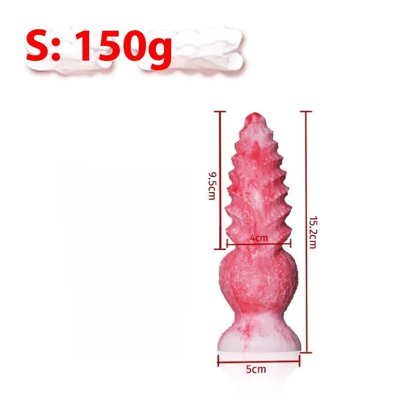 Pink platinum silicone women's masturbation device with shaped penis design in two sizes